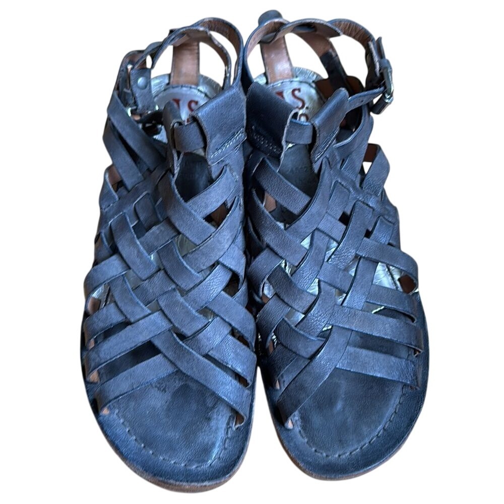 AS 98 EU 36 US 6 grey soft leather sandals side buckle excellent condition